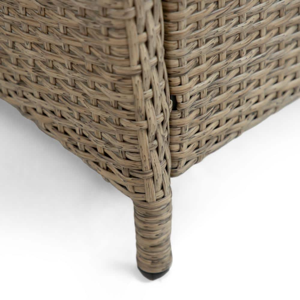 84" Teak and Rattan Outdoor Dining Set with Beige Cushions