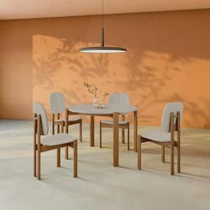 Gales 5-Piece Mid-Century Modern Round Greige MDF Wood Top Dining Room Set Seats 4