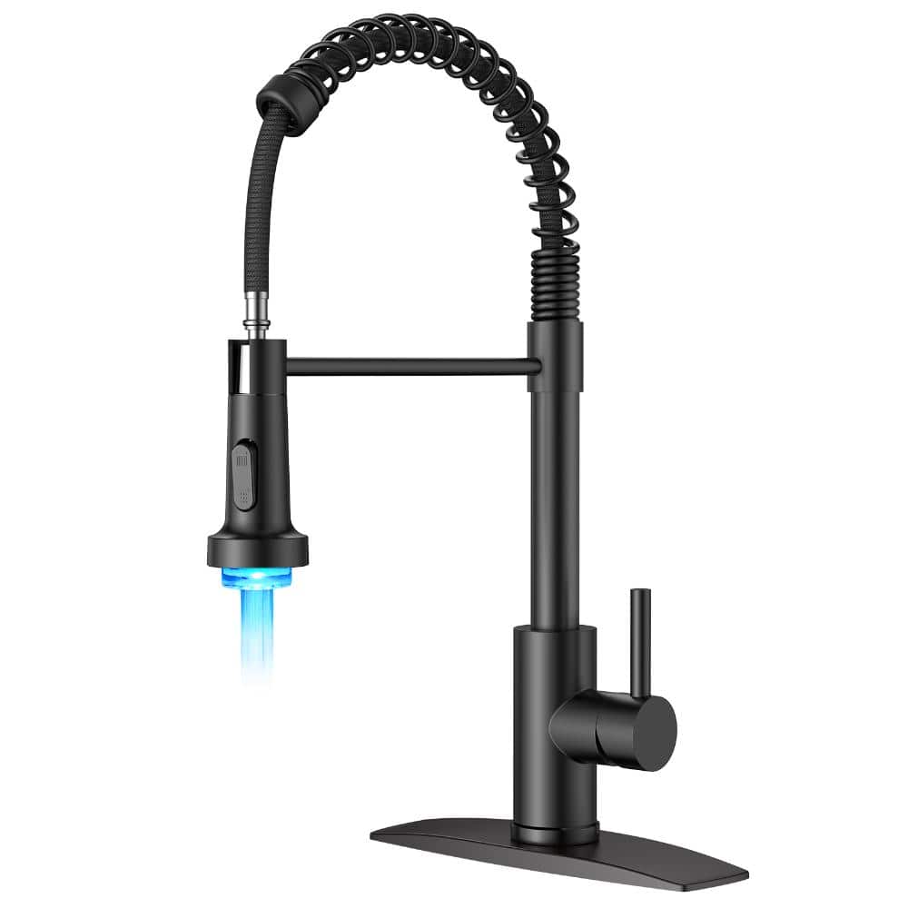 Single Handle Pull Down Sprayer Kitchen Faucet with LED Light in Matte Black price history on PriceWatchPro