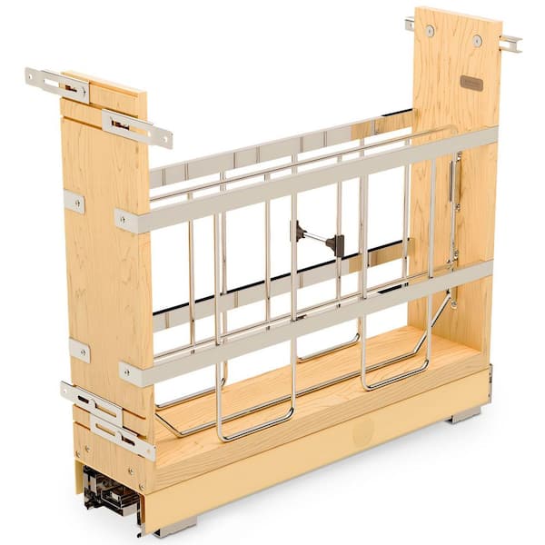 Natural Maple 5 in. Pull Out Cabinet Organizer, Ball Bearing Soft-Close