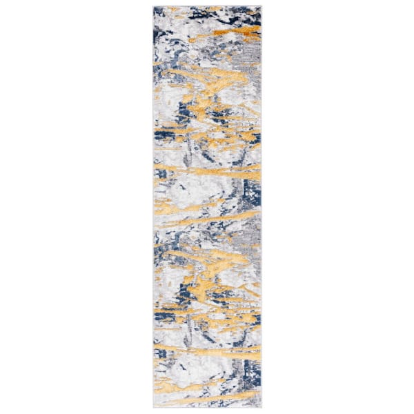 Amelia 700 2 ft. x 8 ft.Ivory/Gold Abstract Runner Rug