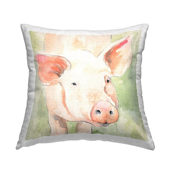 Stupell Industries Abstract Pig Face Pink Square Outdoor Throw Pillow