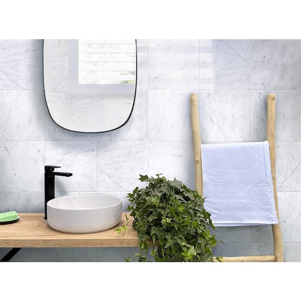 Grandis Gray 12 in. x 12 in. Polished Bianco Carrara Marble Mosaic Tile (10 sq. ft./case) 10-Pack