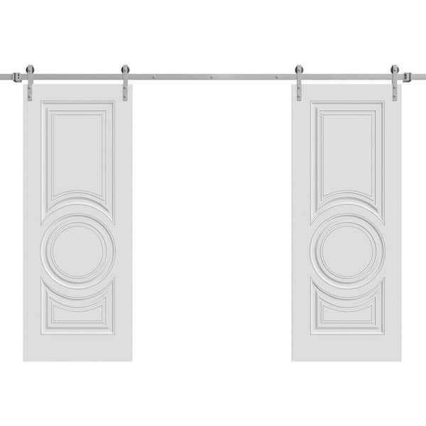 7855 48 in. x 96 in. Sold Core White Enamel Color Wood Sliding Barn Door with Hardware Kit