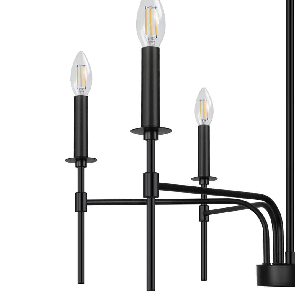 Black Metal 6-Light Candle Style Chandelier
