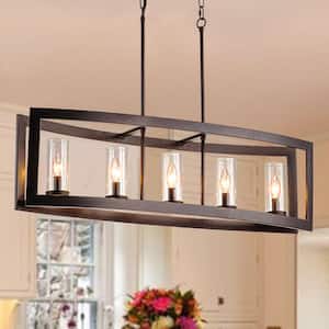 5-Light Oil-Rubbed Bronze Unique Farmhouse Vintage Chandelier with Finish for Dining Room