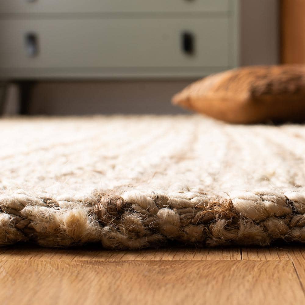 Ivory and Natural Handwoven Jute 3' x 5' Area Rug