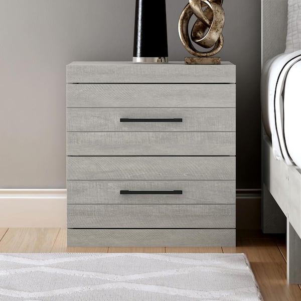 GALANO Hamsper Dusty Gray Oak 2-Drawer Nightstand (18.9 in. W x 16.3 in. D x 20.3 in. H)