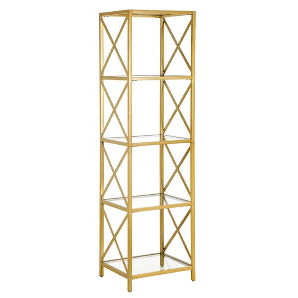 Meyer&Cross Celine 66 in. Brushed Brass 4-Shelf Standard Bookcase