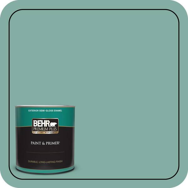 BEHR PREMIUM PLUS 1 qt. #M440-4 Summer Dragonfly Semi-Gloss Enamel Exterior Paint & Primer