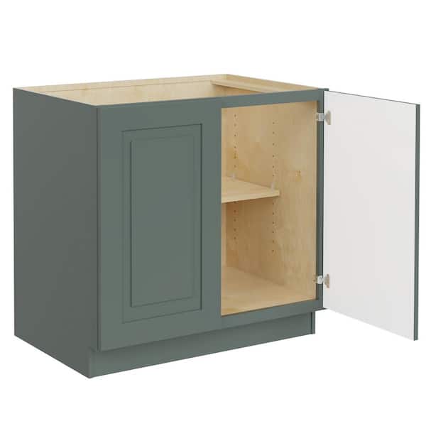 MILL'S PRIDE Greenwich Aspen Green 34.5 in. H x 36 in. W x 24 in. D Plywood Laundry Room Sink Base Cabinet with 1 Shelf