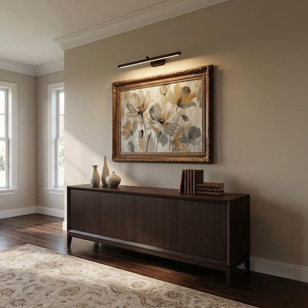 Lamont 24 in. W x 2.375 in. H Aged Iron Traditional LED Picture Light with Frosted Acrylic Lens
