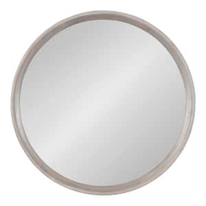 Prema 23.97 in. W x 23.97 in. H White Round Modern Framed Decorative Wall Mirror