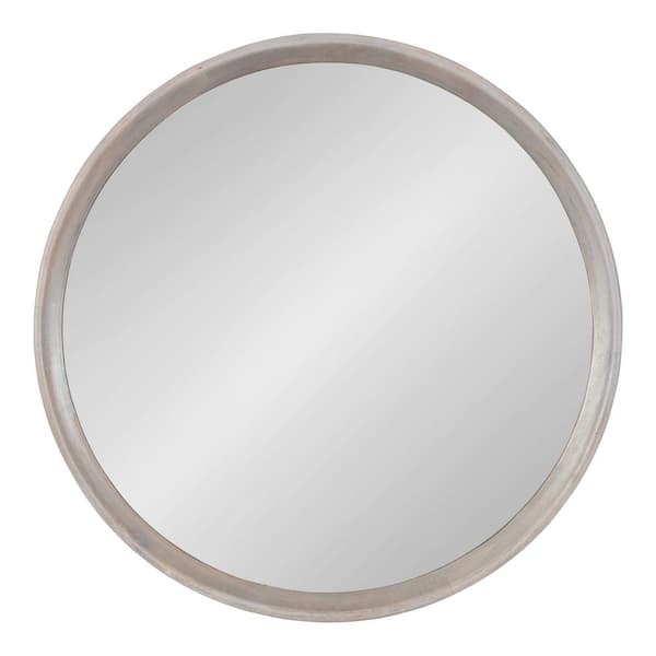 Kate and Laurel Prema 23.97 in. W x 23.97 in. H White Round Modern Framed Decorative Wall Mirror