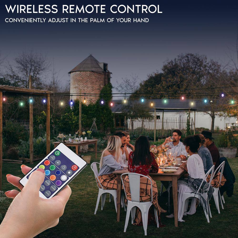 48FT Multicolor LED Outdoor String Lights with Remote Control
