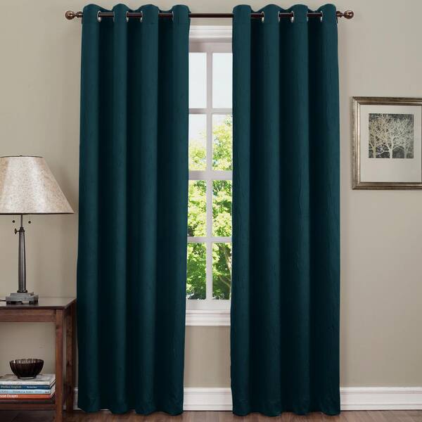 Sun Zero Semi-Opaque Gregory 84 in. L Crushed Room Darkening Curtain Panel in Teal (Price Varies by Size)