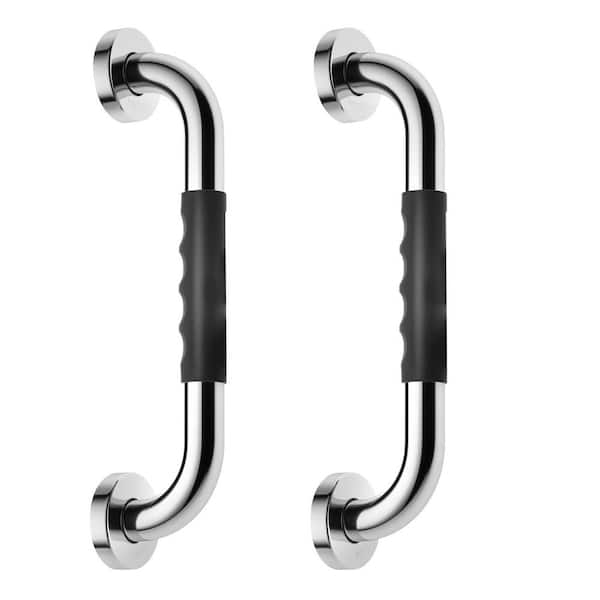 Adrinfly 12 in. Concealed Screw Anti-Slip Shower Grab Bars with Rubber Grip Safety Balance Handrail in Chrome (2-Pack)
