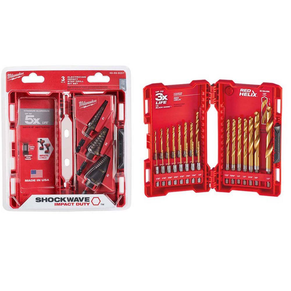 Milwaukee Titanium SHOCKWAVE Impact Duty Step Bit Kit with Titanium Drill Bit Set (26Piece) 48