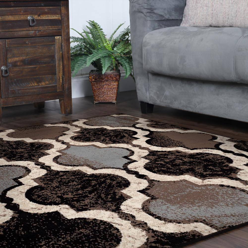 Superior Viking Trellis Indoor Large Area Rug, 8' x 8' Square, Chocolate