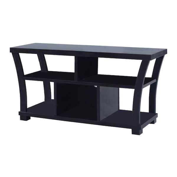 Benjara 16 in. Black Wood TV Stand Fits TVs Up to 42 in. with Built-In Storage