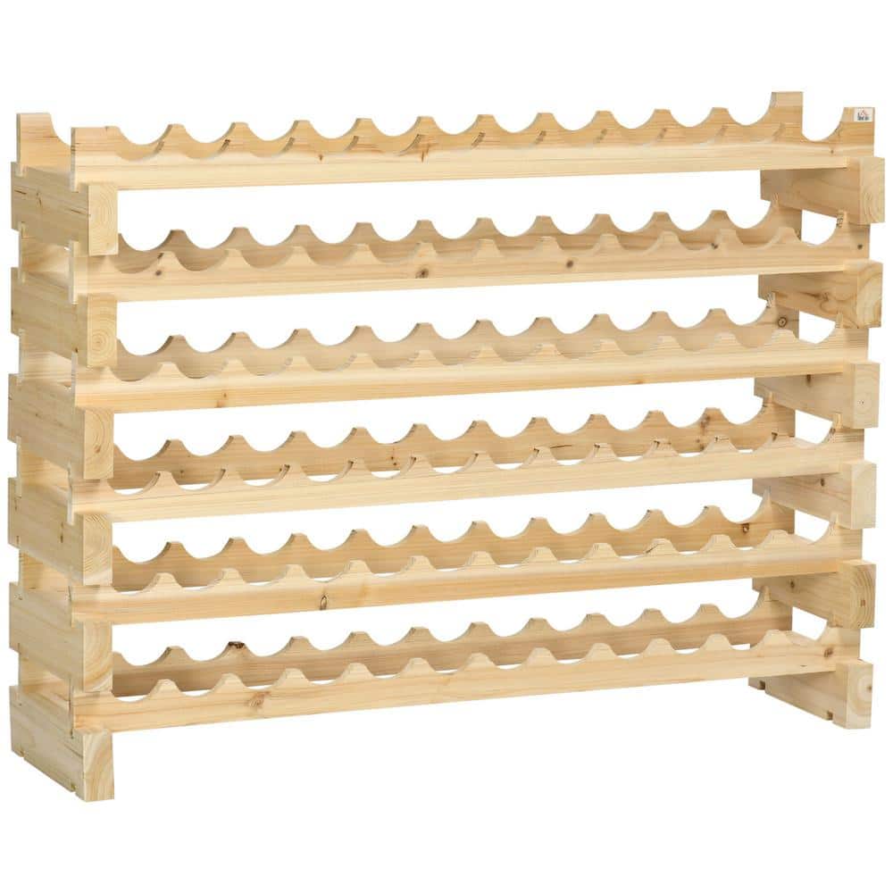 6-Tier 72-Bottle Natural Wood Freestanding Wine Rack