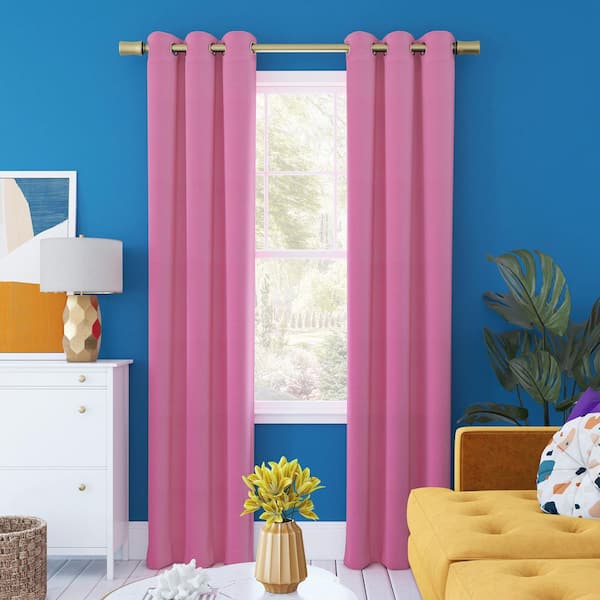 Sun Zero Harper Bright Vibes 100% 40 in. W x 96 in. L Blackout Grommet Curtain Panel in Pink