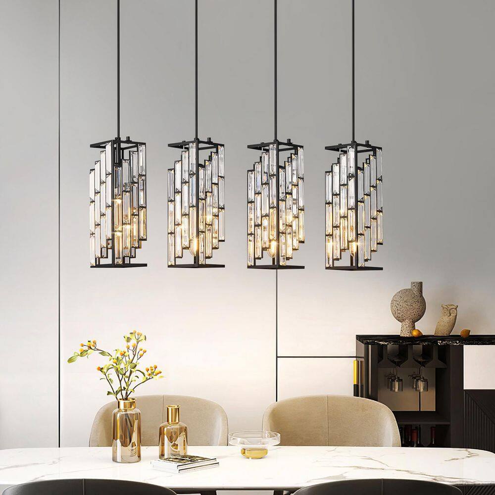 Home Light 40-Watt 4-Lights Balck Modern Pendant Light with Crystal Shade, No Bulbs Included, 1-Pack price history on PriceWatchPro