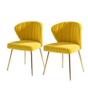 Milia Yellow Tufted Dining Chair (Set of 2)