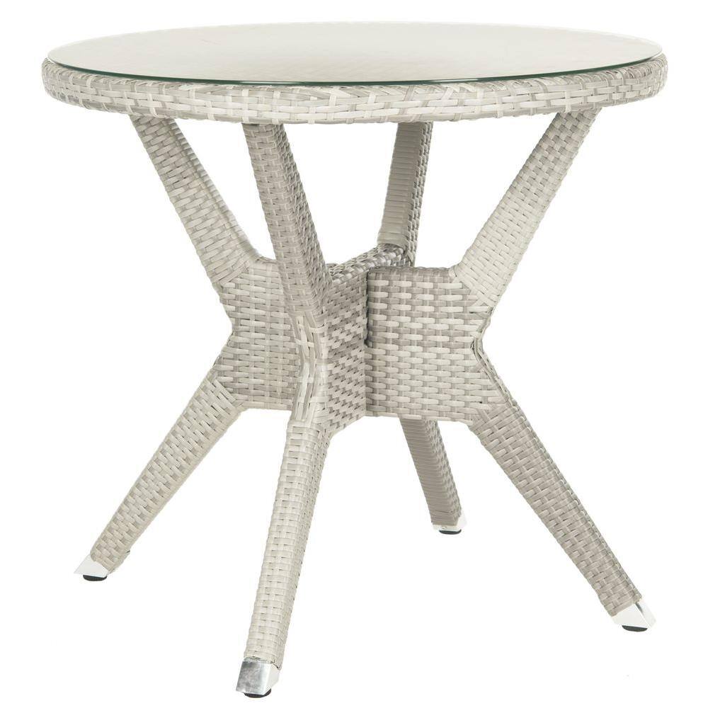 Langer Gray Round Wicker and Glass Dining Table