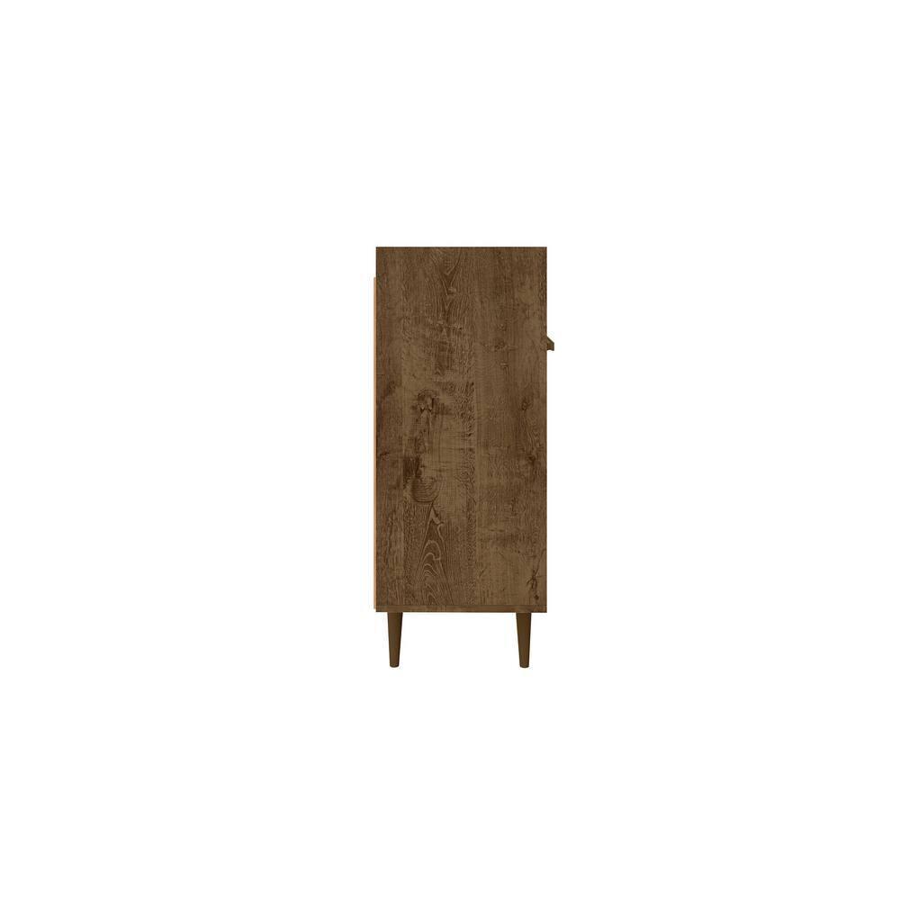 Rustic Brown Mid-Century Modern Buffet Stand with 4 Shelves