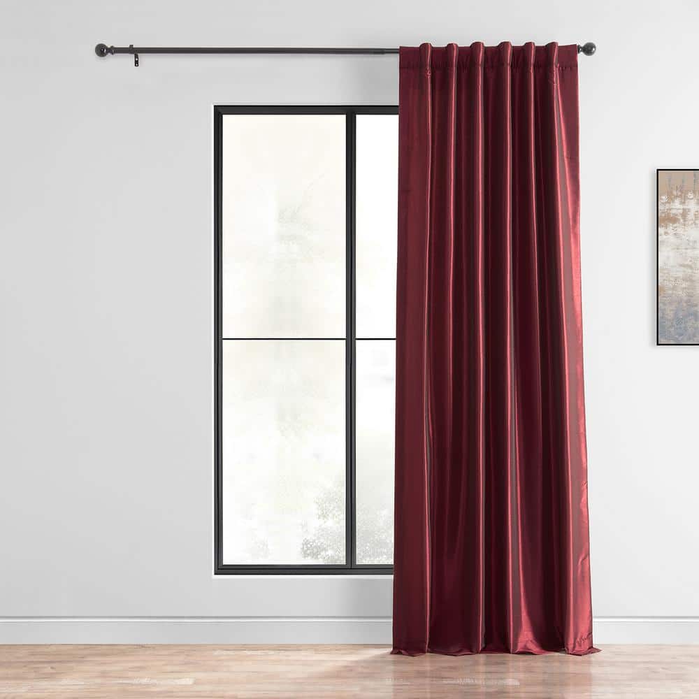 Ruby Faux Silk Pleated 120-Inch Window Curtain Panel