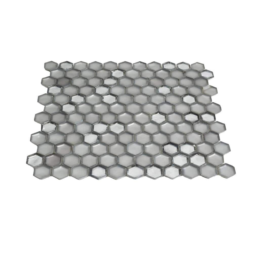 Apollo Silver Hexagon Glass Mosaic Tile Pack
