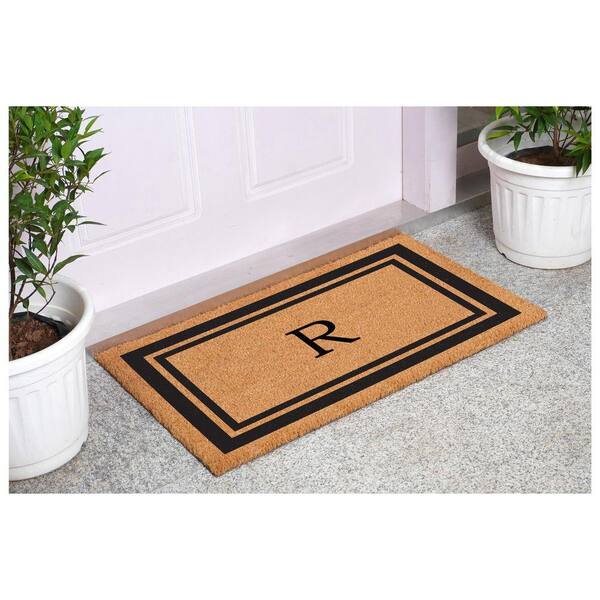 Calloway Mills Black Border Door Mat 24 in. x 36 in. Monogram R