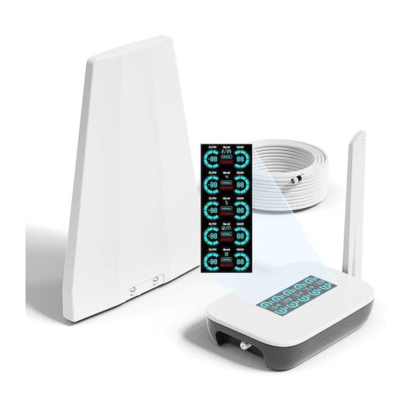 5,000 Sq.Ft Coverage Smart LCD Cell Phone Signal Booster Boosts 5G & 4G LTE for All U.S. Carriers FCC Approved