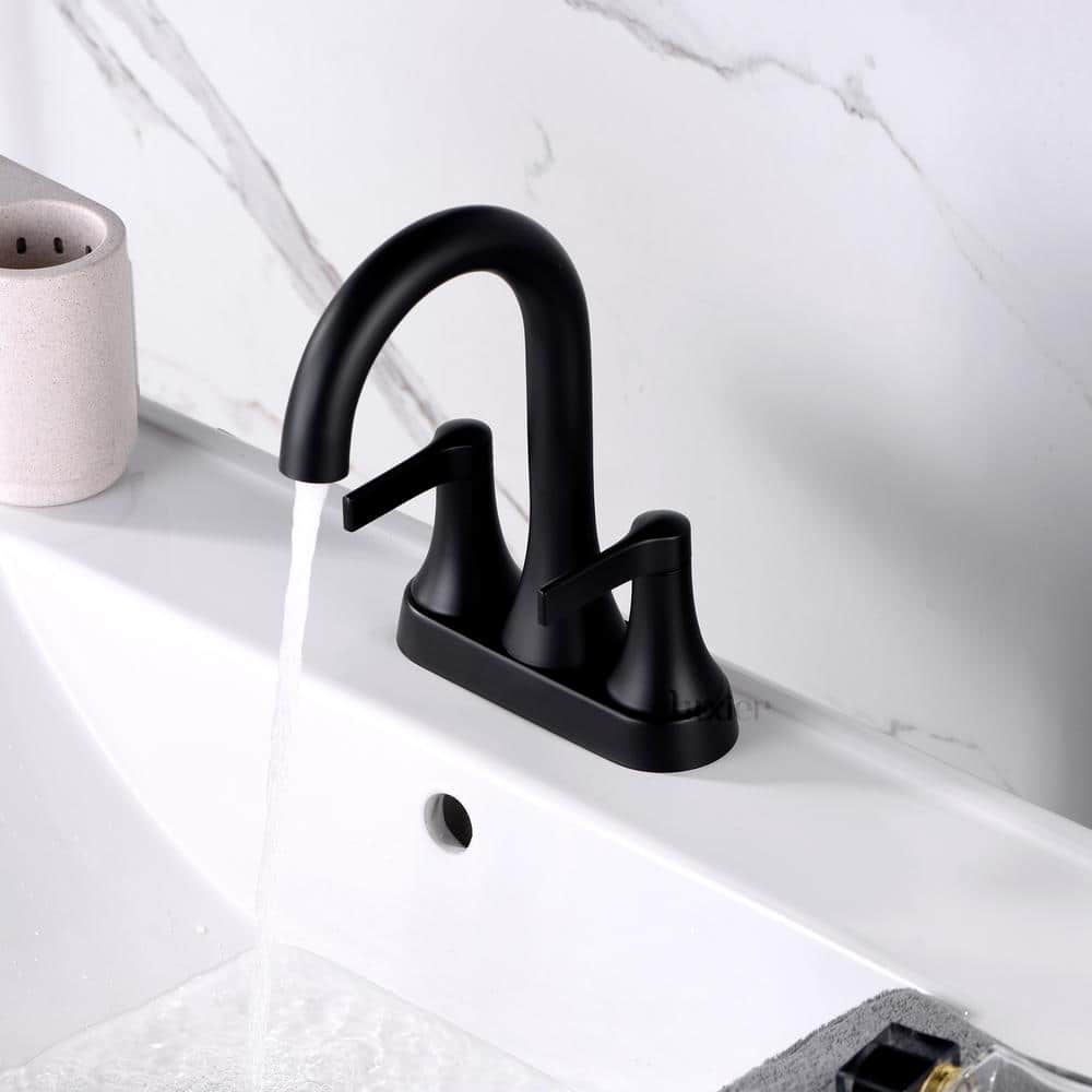 Matte Black Modern Centerset 2-Handle Bathroom Faucet