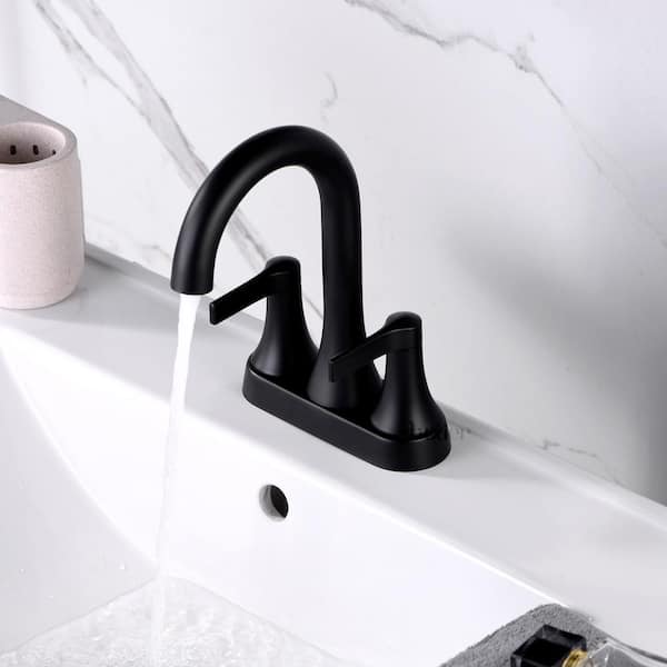 LUXIER 4 in. Centerset 2-Handle Bathroom Faucet in Matte Black