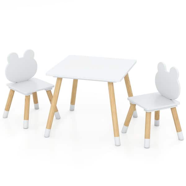 Kids Table and Chairs Set Children Multi-Activity Desk and Frog-Shaped Chair Set w/Wooden Legs