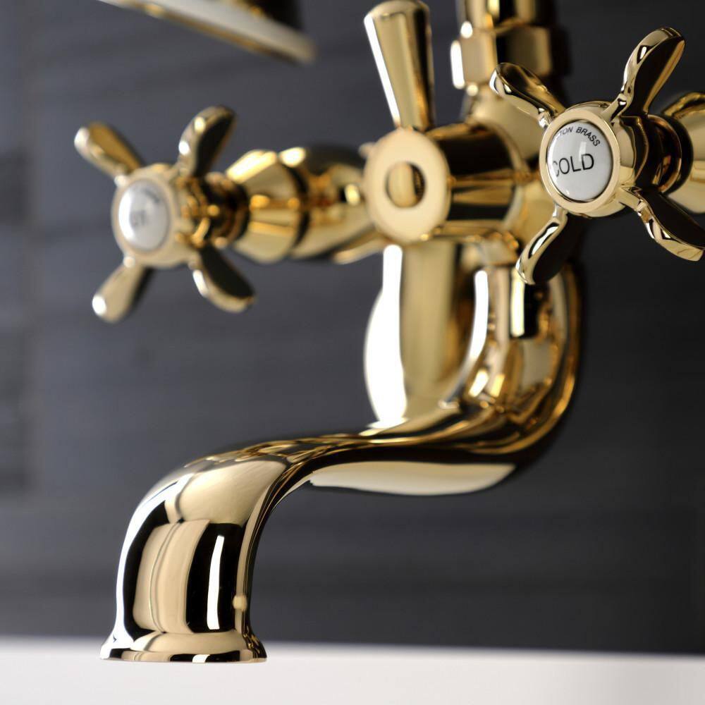 Polished Brass Wall Mount Clawfoot Tub Faucet with Hand Shower