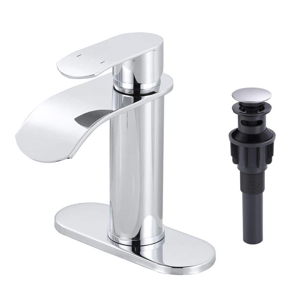 Single Handle Single Hole Bathroom Faucet with Pop-Up Drain Included in Polished Chrome price history on PriceWatchPro