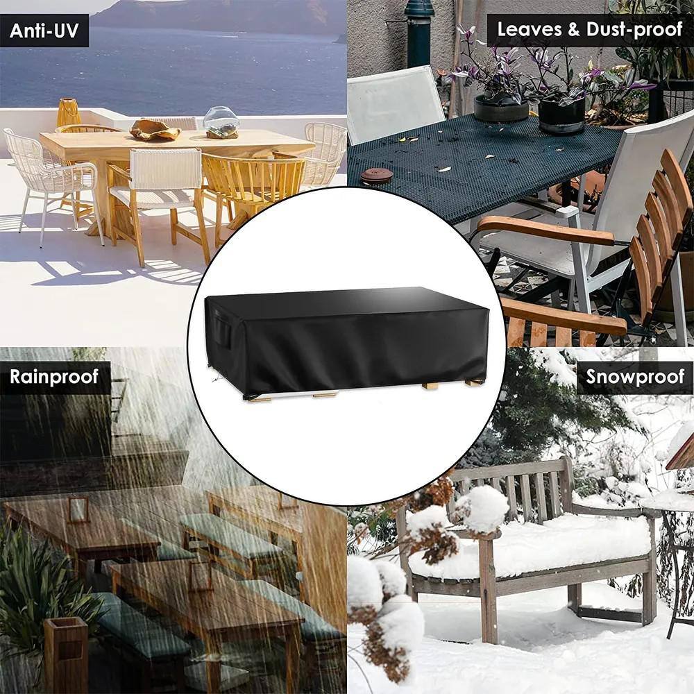Black Heavy-Duty Waterproof Outdoor Furniture Cover, 110" x 84" x 28"