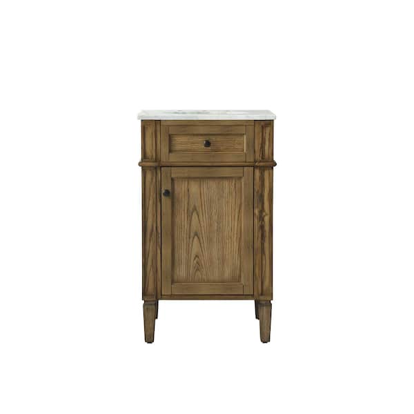 Unbranded Simply Living 21 in. W x 21.5 in. D x 35 in. H Bath Vanity in Driftwood with Carrara White Marble Top