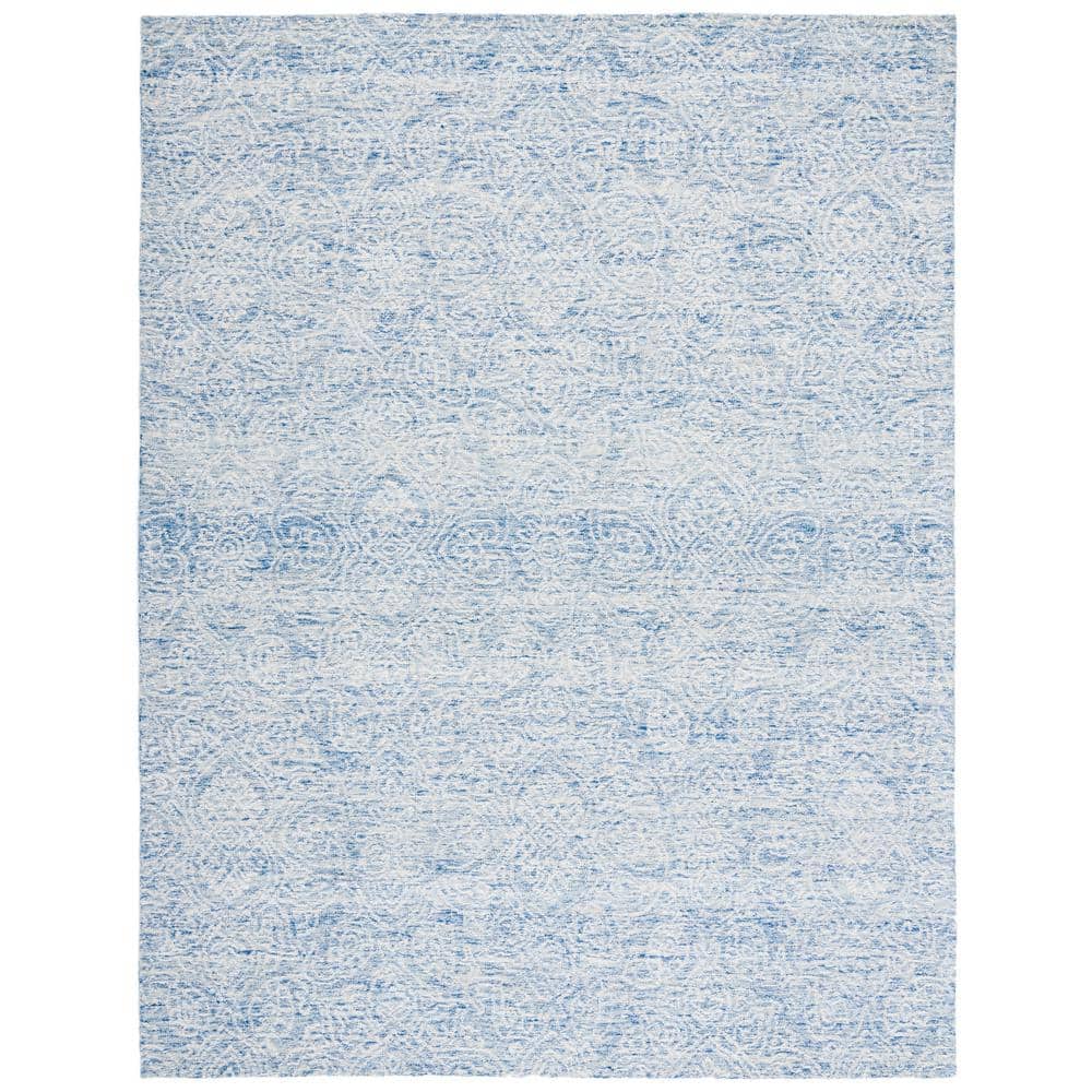 Blue and Ivory Hand-Tufted Wool 8' x 10' Area Rug