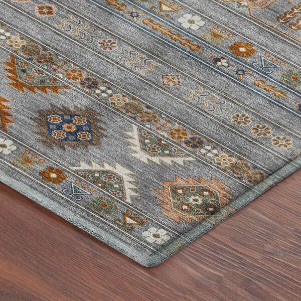 Mayfield Premium Machine Washable Abstract AMF2244 Gray 5 ft. x 7 ft. 6 in. Area Rug