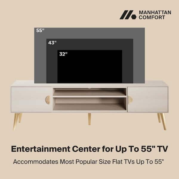 Sunnydaze Decor Modern/Contemporary Off-white Tv Cabinet (Accommodates TVs up to 55-in)
