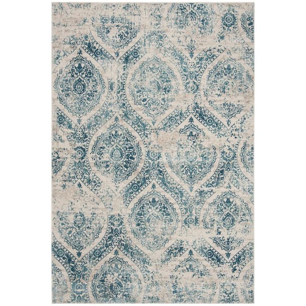 Princeton 3 ft. x 4 ft. Blue/Beige Floral Area Rug