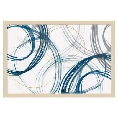 Cobalt Loops by Jacob q 25 in. W x 17 in. H. Wood Framed Wall Art Print Framed in Brown