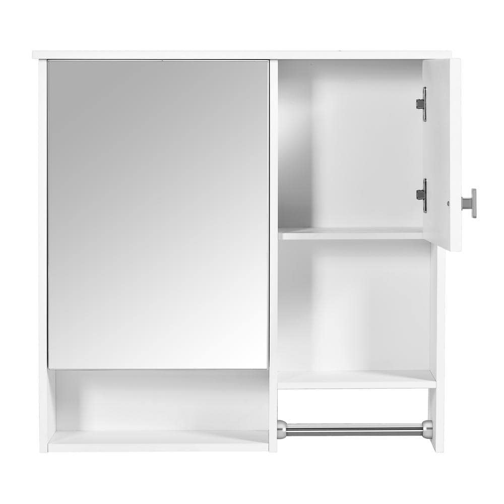 29 in. W x 28 in. H Rectangular Matte White Medicine Cabinet with Mirror
