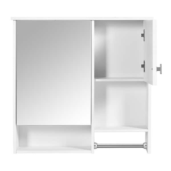 29 in. W x 28 in. H Rectangular Matte White Medicine Cabinet with Mirror