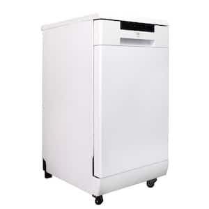 18 in. White Electronic Portable 120-Volt Dishwasher with 6-Cycles with 8 Place Setting Capacity