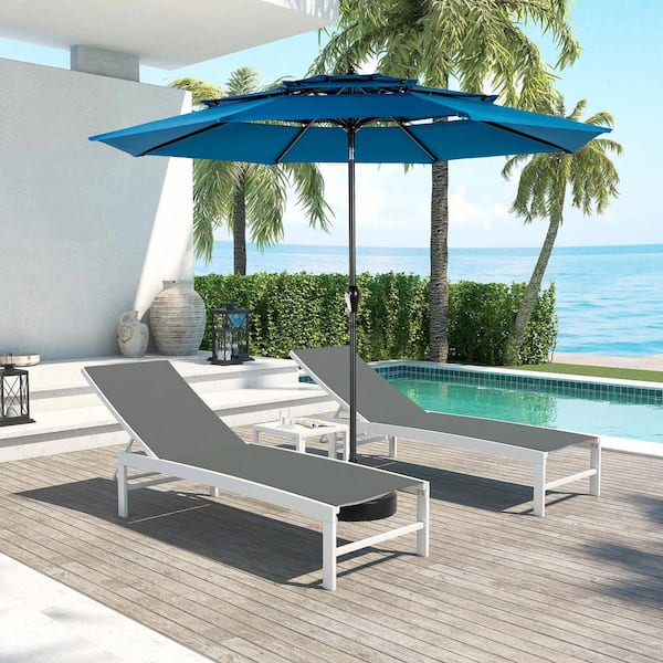 Unbranded 10 ft. x10 ft., 3-Tier Auto-tilt Outdoor Patio Umbrella,Market Table Pool Deck Umbrella in Dark Blue (Base Not Included)